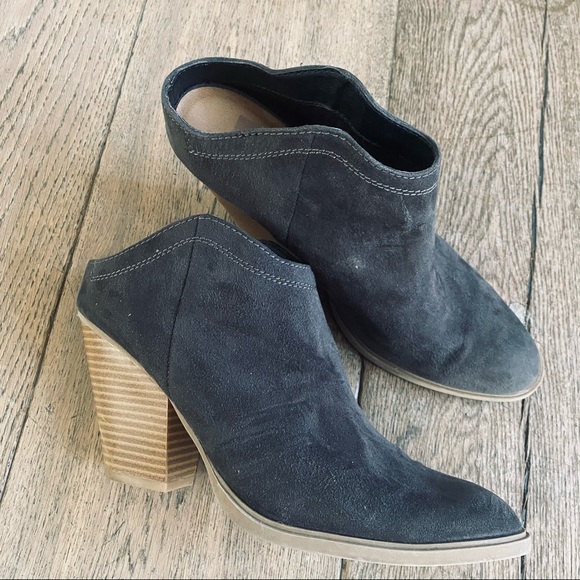 DV by Dolce Vita Shoes - DV Dolce Vita slip on heel gray faux suede bootie western Mules women’s 8